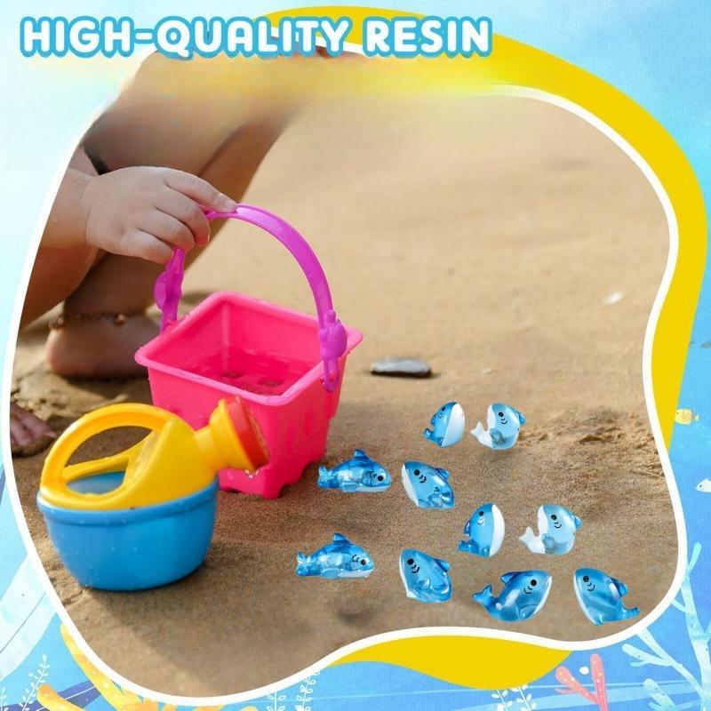 Random Color Cute Shark Shaped Resin Ornament, 10pcs/30pcs Mini Simulation Cartoon Static Fish Decoration, Fish & Aquatic Supplies for Home & Office 6