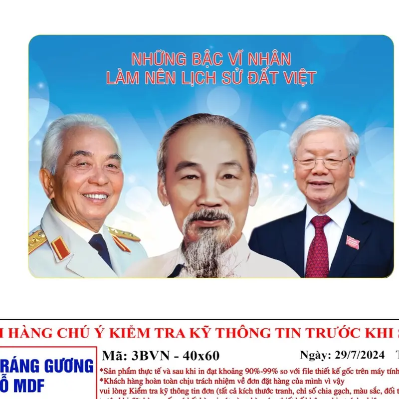 Tranh 3 bác nền xanh ngang in theo yêu cầu - tranh treo tường khung tranh ảnh 4