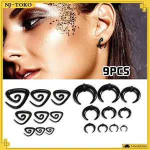 9PCS Ich Aksesoris 1.6-10MM Anting Wanita Spiral Tanduk Spiral Universal Bahan Akrilik Akrilik Anting Untuk Pria Dan Wanita