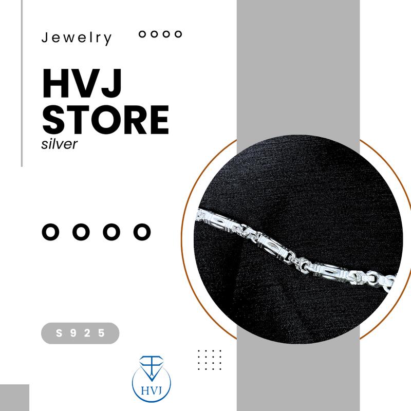 Lắc Tay Nam Khẩu Ống Họa Tiết Hình Thoi Bạc S925 - HVJ -LA49202325054 3