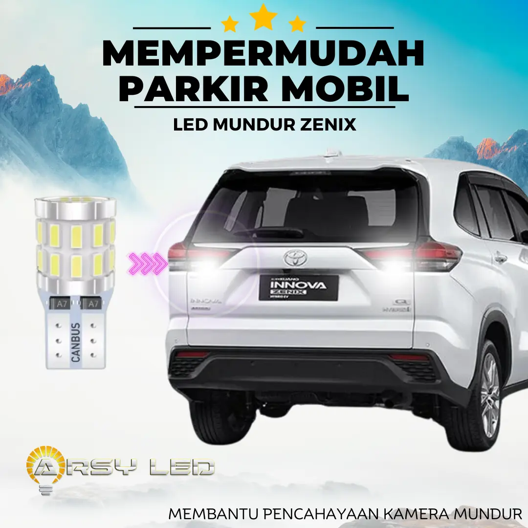ARSYLED Lampu LED Mundur Mobil Innova Zenix Hybrid EV T10 LUMINESCENT Car