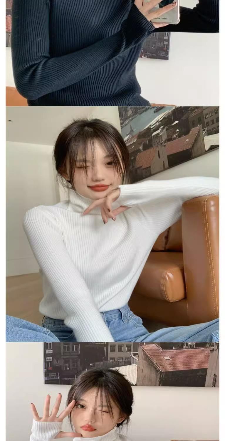 Product Introduction of Knitted Bottoming Shirt Padded Top Sweater Turtleneck Women's Autumn Best-Selling Fashionable Stylish Inner Wear Finger Fit Design Knitwear Womenswear 15