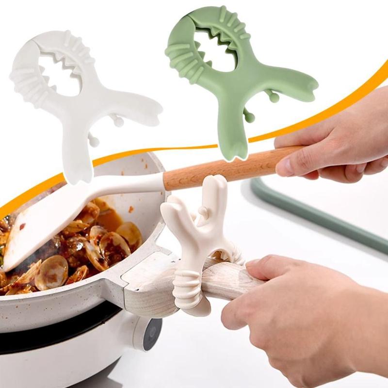 Product Introduction of New Utensil Rest Pot Clip Anti Overflow Scalding Multifunctional Crab Spoon Rest Adjustable Silicone Spoon Pot Pan Holder Kitchen Gadgets 11