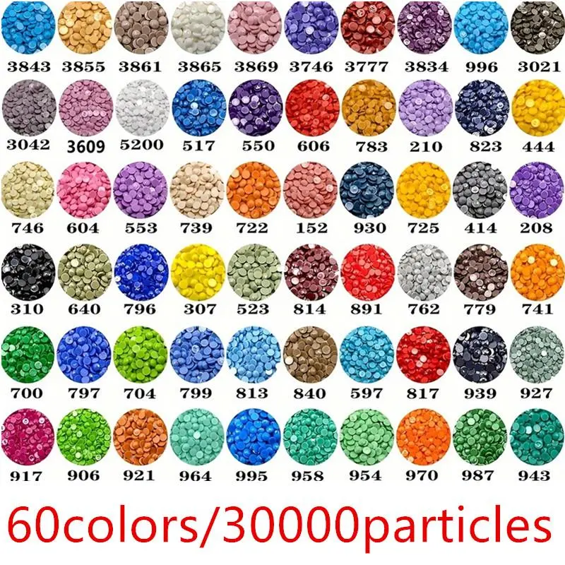 60 Colorful Rhinestone, 30000pcs/set 0.28cm Diameter Size Rhinestone for DIY Diamond Art Painting, DIY Decorative Accessories for Nail Art, Clothing