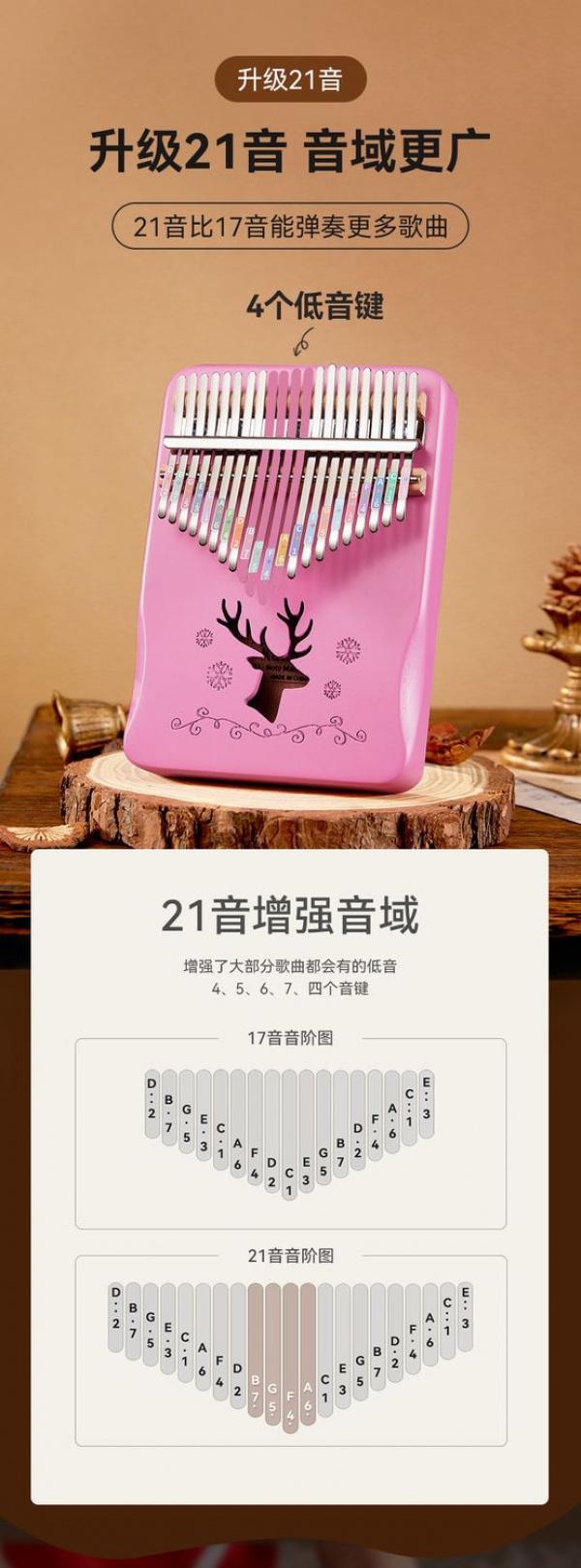 Product Introduction of 21-Tone Thumb Piano 17-Tone Kalimba for Beginners Girls Finger Piano Children's Birthday Gift Trendy Musical Instrument 11