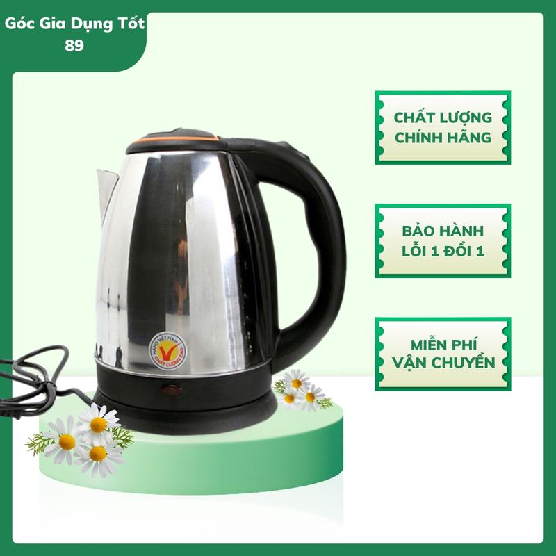 Ấm siêu tốc Electric Kettle, bình đun nước chất liệu inox siêu bền đẹp, dung tích 1,8L