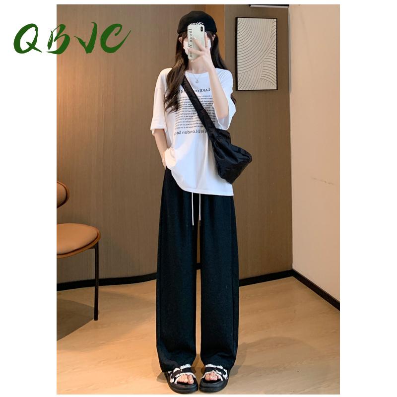 Quần Ống Rộng, Dành Cho Nữ, Cạp Cao, Màu Trơn Quần Ống Đứng, Dáng Rộng Vừa Vặn, Thích Hợp Đi Làm Và Mặc Thường Ngày QBVC 3