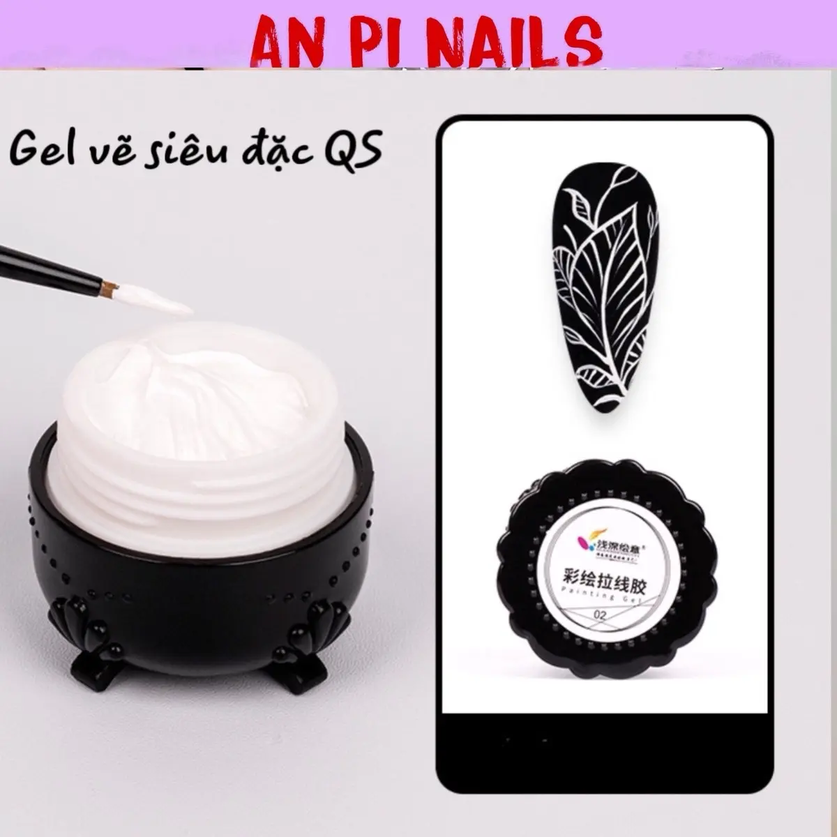 Gel vẽ đặc màu trắng, đen XEIJAYI, QS chuyên vẽ hoa cúc, An Pi Nails Sơn Gel Làm Nail