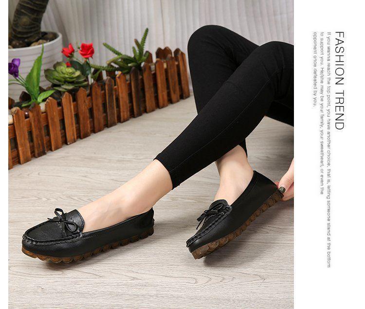 Product Introduction of Doudou shoes, women's new flat sole single shoes, cow tendon soft sole, lazy people step on mom's white nurse shoes 6