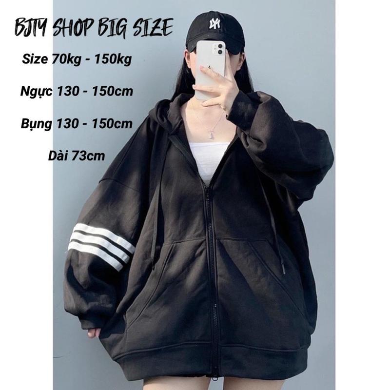 I BIG SIZE I ÁO KHOÁC NỈ UNISEX NAM NỮ 3 SỌC SIZE 50KG ĐẾN 150KG - BJTY SHOP BIG SIZE áo hoodie có kéo xuống dưới áo khoác hoodie giặt bằng nước lạnh zipper thỏ girl phố dày hello kitty hoodie zip xanh hồng nâu boxy gấu không mũ ★ đen zipper zipper tên cl