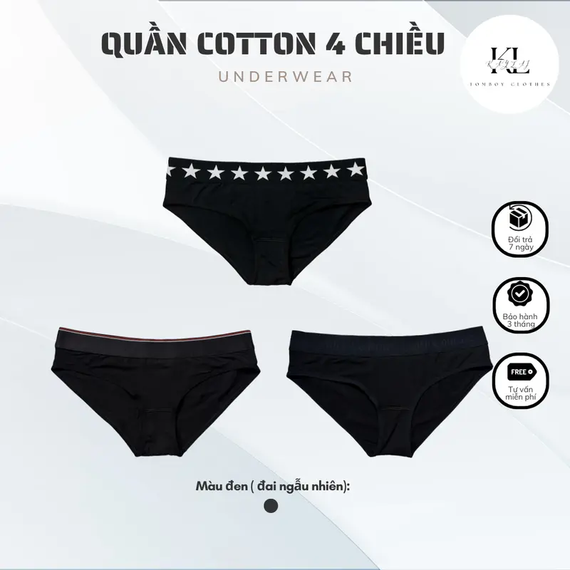 [Underwear] Quần lót tomboy cotton 4 chiều cho Tomboy, Trans (không thụng) Boxer Sịp Quần Boxer Thun Menswear quần lót 0