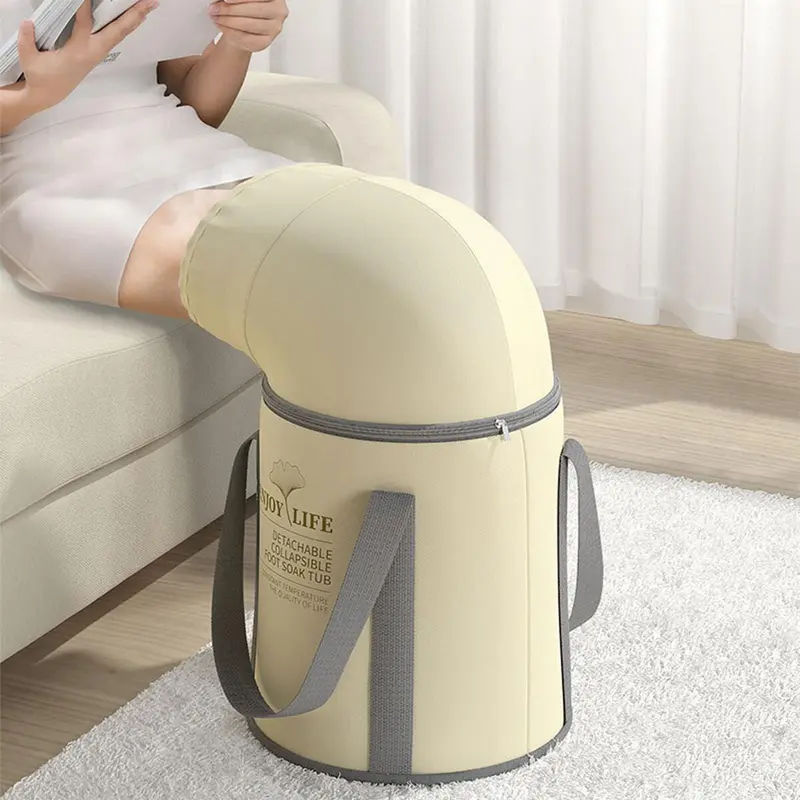 Xô Ngâm Chân, Có Thể Gập Lại, Ấm Áp Đến Đầu Gối Và Chân, Xô Mát Xa Chân Du Lịch Cầm Tay Có Tay Cầm Đồng 0