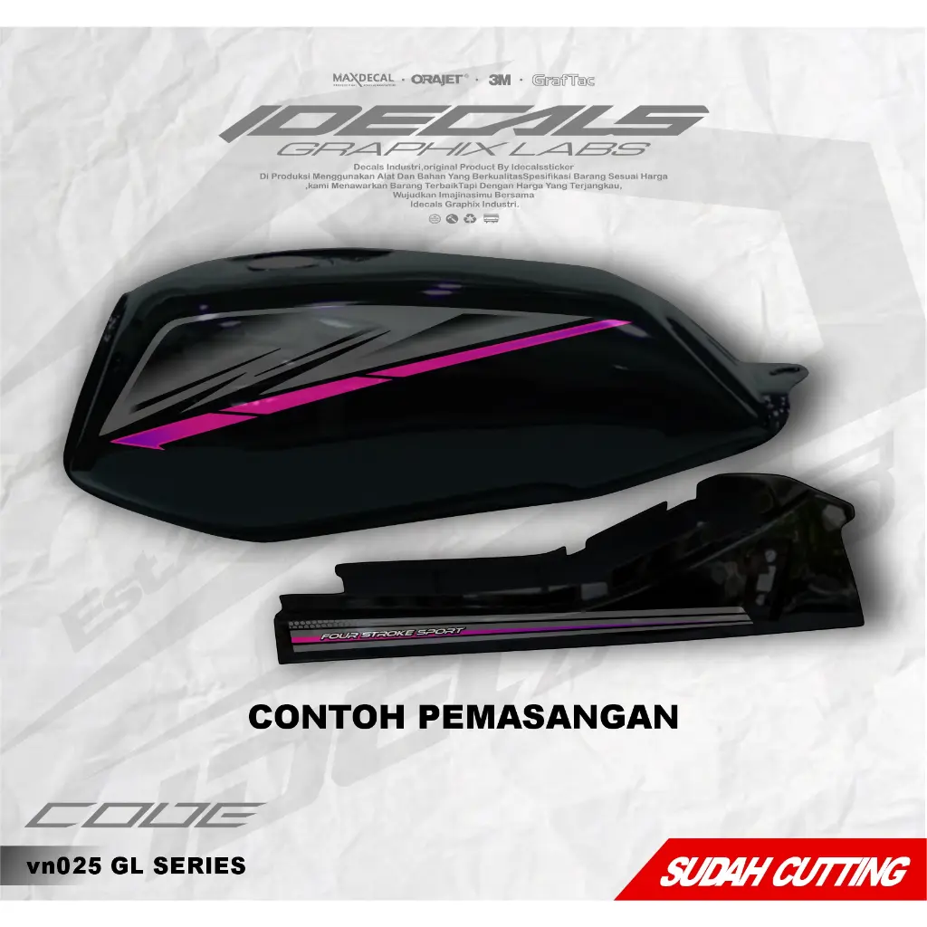 sticker striping motor honda gl series(gl kotak) tema simpel bahan vinyil,chrome,hologram bebas custom (vn025)