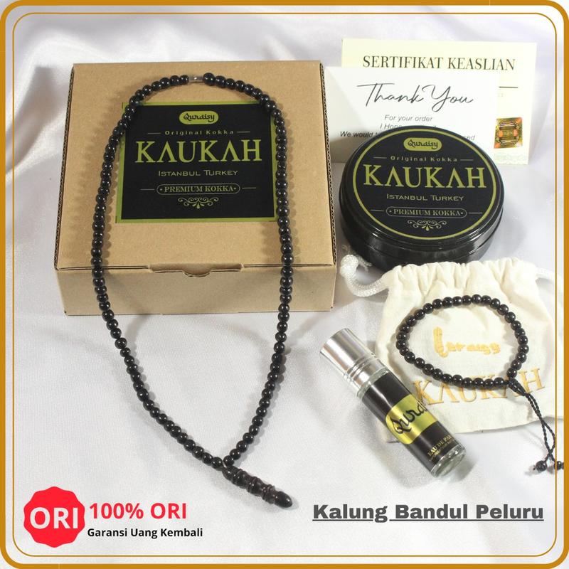 Kalung Kaukah Kaokah Liontin Bervariasi Kualitas Premium Kokka Koka Bulan Bintang Taring Taji Kujang Daun Keris Cowok Cewek Unisex Santri Dewasa Hitam Kayu 1