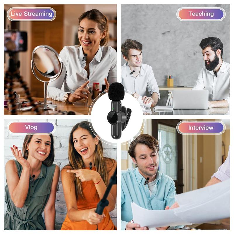 Wireless Collar Clip Microphone, 1 Set USB Rechargeable Wireless Lavalier Microphone, Portable Recording Mic for Video/Audio/Vlog Recording, Professional Microphone for Teaching, Interviews, Live Streaming, Mini Microphones, Electronics Audio Device 8
