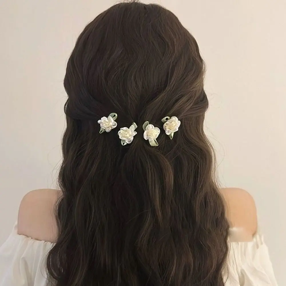 Sweet Cloth Orchid Flower Hair Clip Senior sense Headwear Fairy Duckbill Clip Mini Korean Style Bangs Clip Female