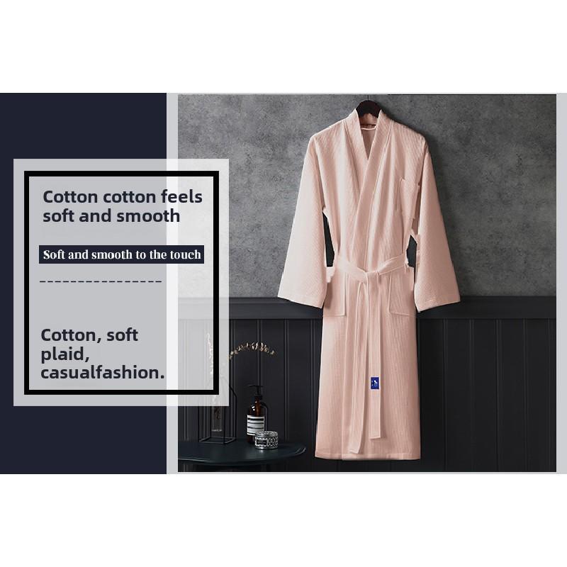 Product Introduction of Bamboo Fiber Brand Towel Waffle Pure Cotton Hotel Bathrobe Men Women Long Nightgown Men Spring Summer Autumn Winter Absorbent Quick-Dry Couple Bathrobe 1