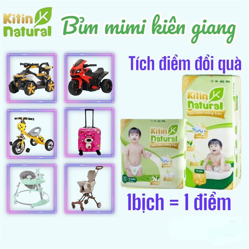 [TÍCH ĐIỂM ĐỐI XE] 1Bịch tã bỉm Kitin natural tinh chất trà xanh lành tính, mềm mại đủ size từ dán sơ sinh - quần 3XL Cho Bé Women Nữ