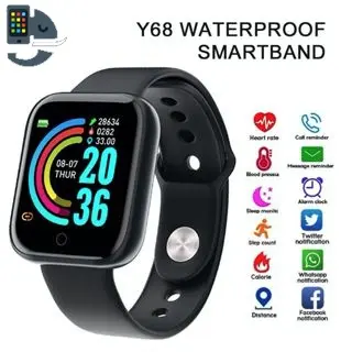 Y68 Jam tangan Y68 Jam tangan digital Jam tangan pria Jam tangan pintar digital wanita Jam tangan pintar Bluetooth WATCHKITE WKOS 0