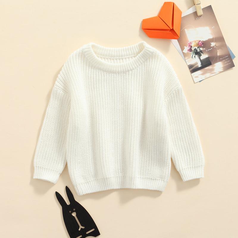 Product Introduction of Baby Solid Color O-neck Sweater Loose Fit Long Sleeve Knitted Pullover for Autumn Winter Casual Clothes 39