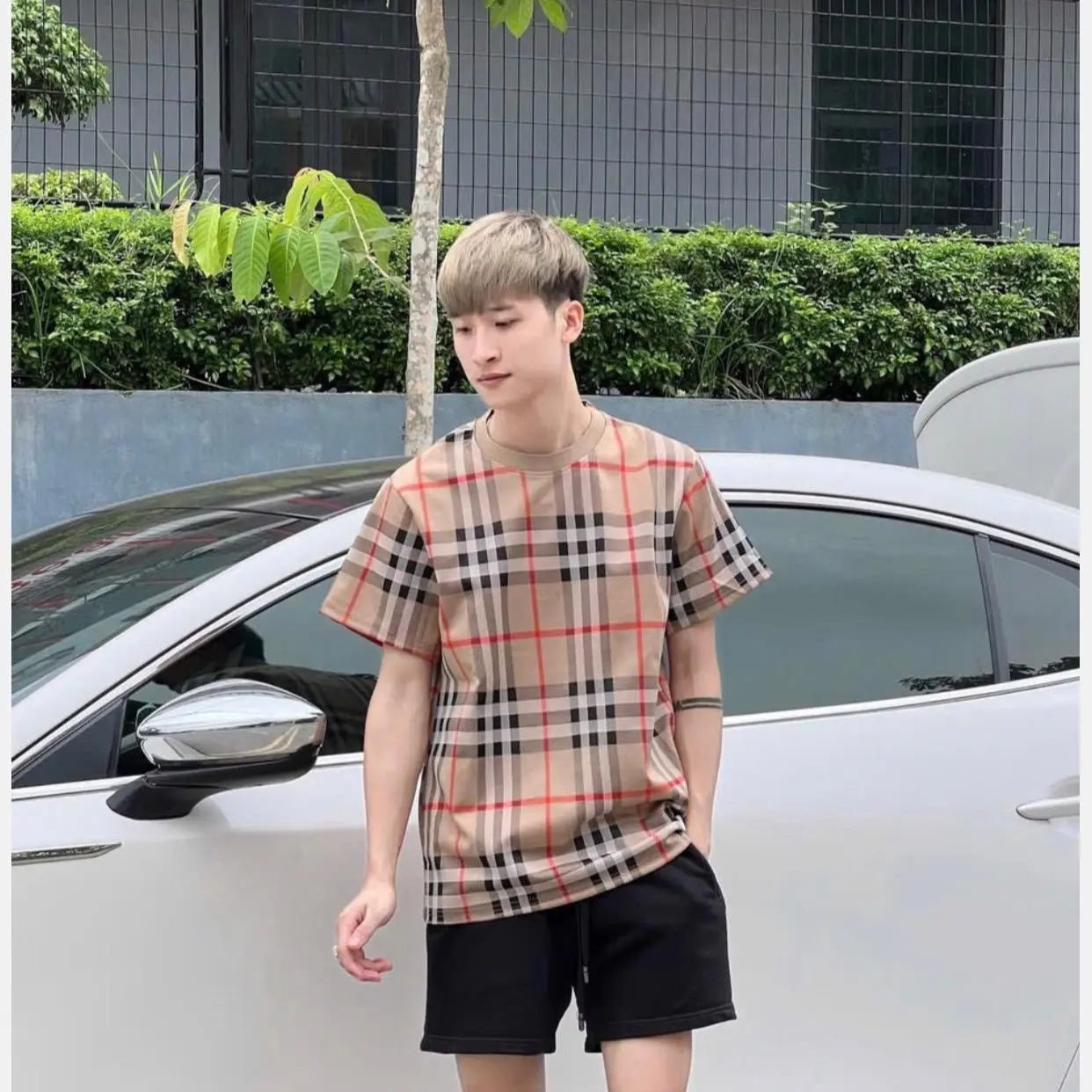 Áo thun Cổ Tròn Nam Nữ hoạ tiết kẻ BBR Áo phông BBR top shirts women