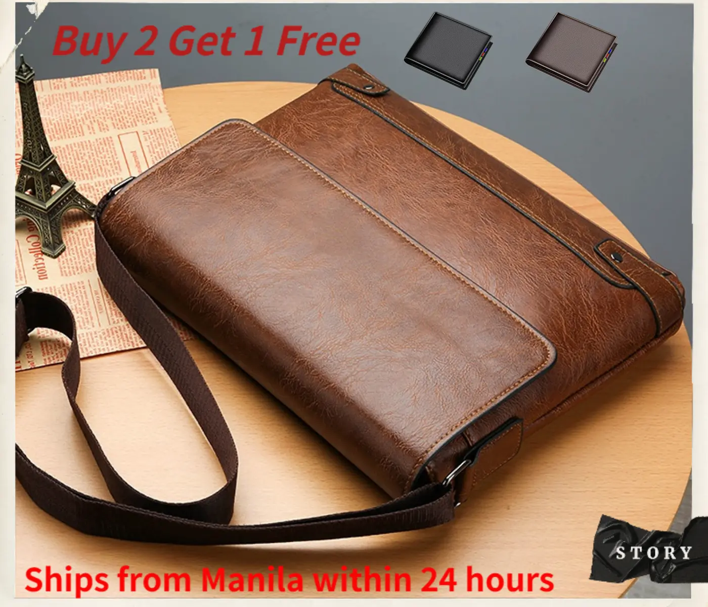 Korean Version Men's Business Briefcase: Shoulder Bag, Horizontal Crossbody, Leisure Computer Bag Waterproof Business