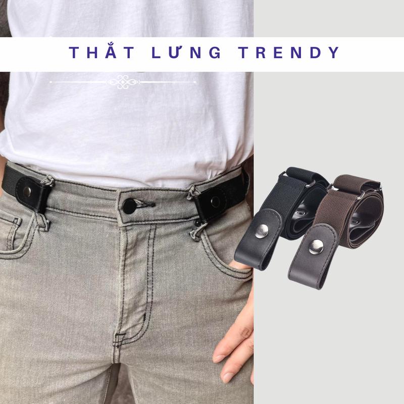 Thắt lưng thun co giãn nam nữ dùng cho quần rộng bụng -  dây nịt cúc bấm Trendy Titan