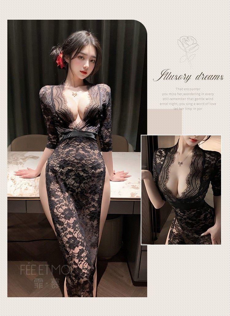 Product Introduction of Sexy Lingerie Sexy Nightdress Bedtime No-Remove Uniform Lace Dress Battle Robe Passionate Hot Set New Pajamas 17