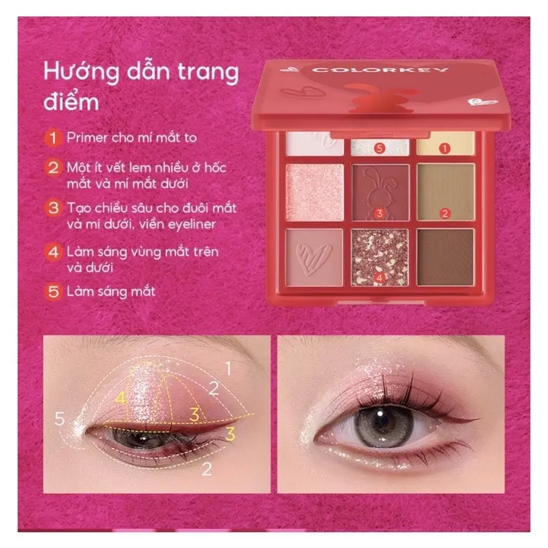 [COLORKEY] Bảng phấn mắt COLORKEY đa năng 9g trang điểm chuyên nghiệp 5