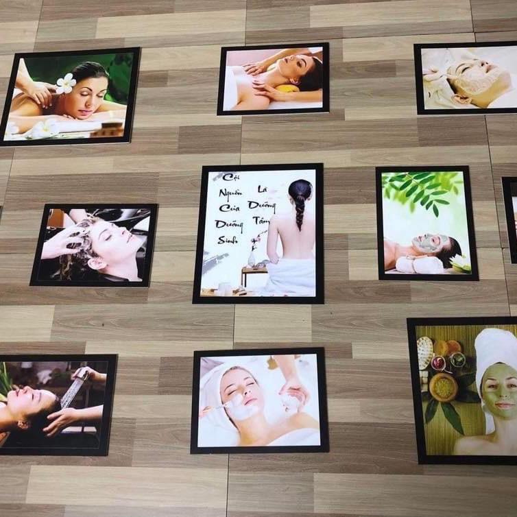 5 mẫu Bộ 11 tranh spa gội đầu dưỡng sinh Treo Tường Đèn Treo Phòng 3 ảnh 20x30 8 ảnh 15x21cm kèm băng keo