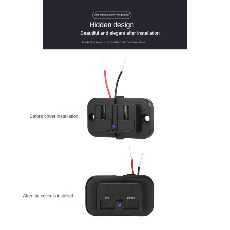 Overseas logistics and transportation,USB+PD Car Charger Socket 12V/24V USB Charging Splitter Outlet Power-Adapter for Motorcycle -Truck ATV Boat Car RV 4