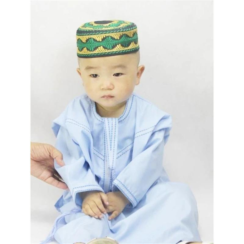 Eid Ramadan Kids Jubba Thobe Muslim Clothing Islamic Abaya Dubai Kaftan Mubarak Prayer Toddler 1-3 Years Old Boys Robes 70-100CM 4
