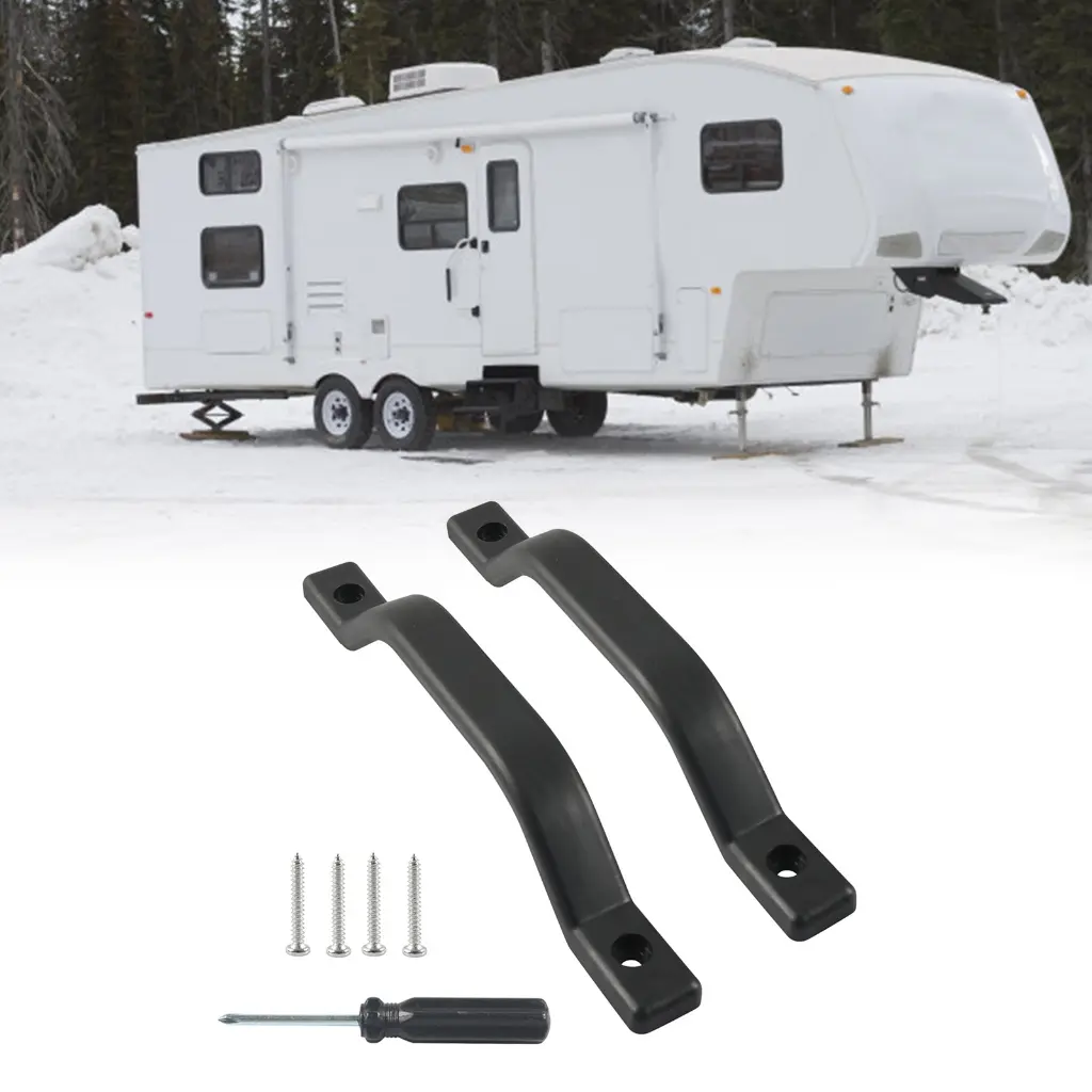 2pcs Replacement Grab Bar Door Handle RVs Grab Assist Handle Universal 9.6Inch Exterior Assist Handle for Trailer Black