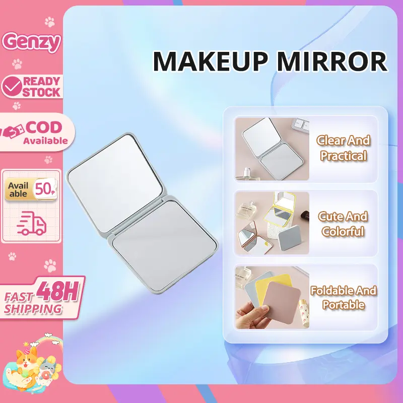Makeup Mirror Lightweight and Portable Foldable Cute Multicolor Pocket Size Mini and Compact Magnifying Mirror Clear and Practical Square Double-Sided for Girl's Gift Outdoor Travel Makeup Accessories Cosmetic Tools
