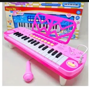 mainan piano anak mic warna pink dan biru