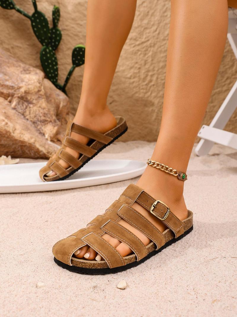 Product Introduction of Women's Fashionable Plain Color Cross Strap Sandals, Casual Versatile Flat Sandals for Summer, Lightweight Breathable Comfortable Shoes for Daily Wear, Girl 2