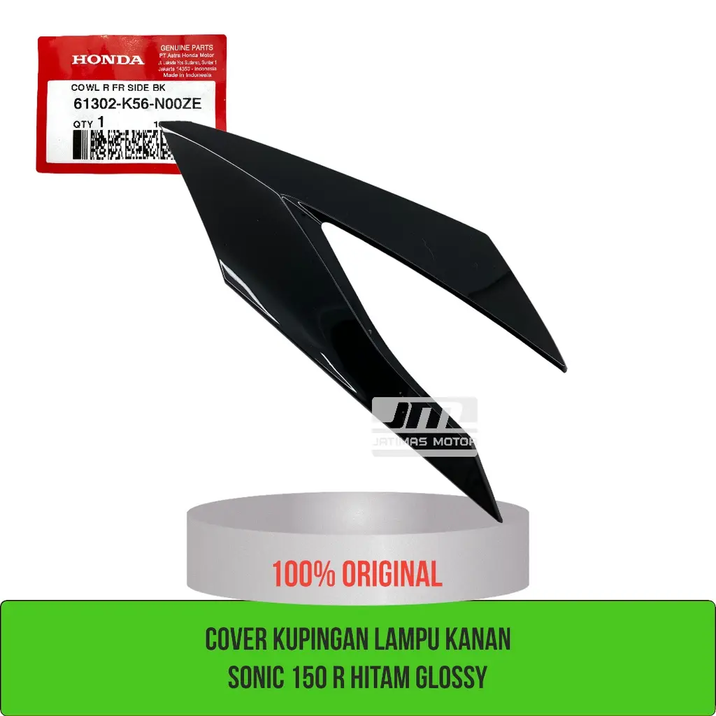 Cover kupingan lampu depan kanan kiri sonic 150 r hitam glossy