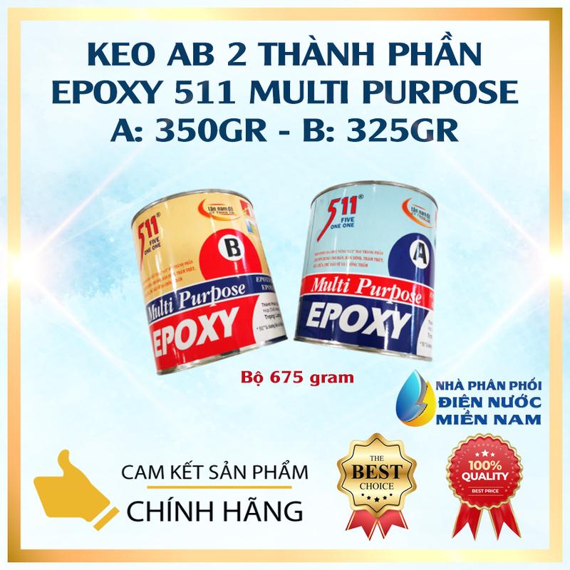 Keo Epoxy 511 AB 2 Thành Phần 675 gram Dán Kim Loại Gạch Bê Tông Nhựa