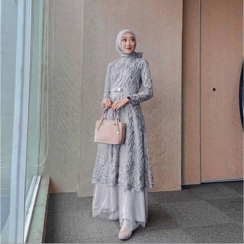 Product Introduction of MAXI ALMIRA / 4 UKURAN / M / L / XL / XXL / GAMIS KONDANGAN / GAMIS TILE MUTIARA / FASHION GAMIS WANITA Panjang Dalaman Muslim Pita Dress Pesta Kombinasi Remaja 3