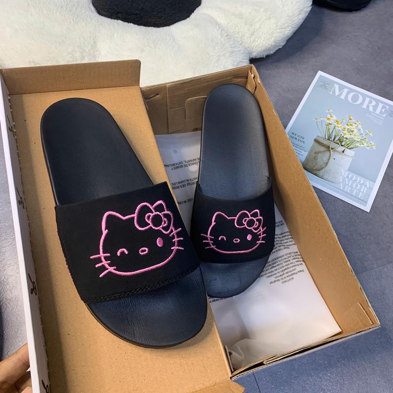 Dép Quai Ngang Hello Kitty Dành cho Nữ quai thêu cao cấp Đế api cao 2,5 cm mẫu mới 2024 DéP Slipper Women Có Quai Dép Lê