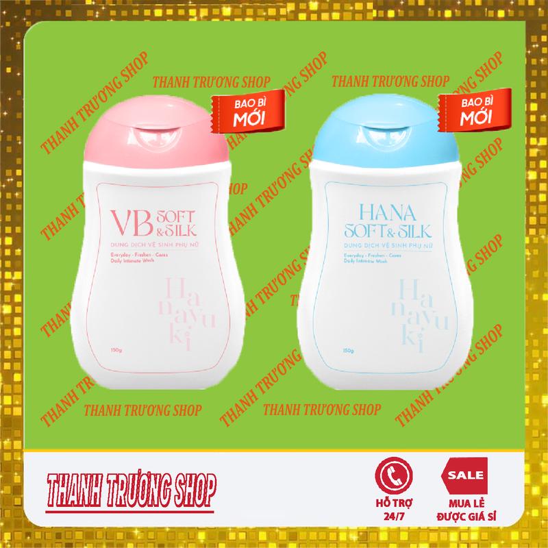 dung dịch vệ sinh hanayuki xanh và hồng hana soft silk. Dung dịch vệ sinh phụ nữ hanayuki