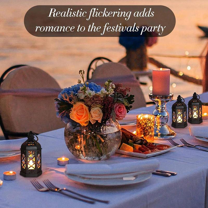 Moroccan LED Candle Light, Vintage Lantern Ornament, Decorative Night Light, Farmhouse Decoration, Wedding Table Center, Battery Included 4