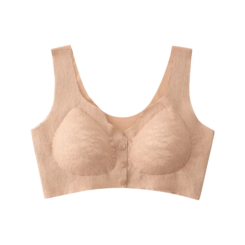 GRENEY L.W.L Bra Rompi Renda Pakaian Dalam Wanita Tipis Push Up Bh Sport Tanpa Kawat Kancing Depan Busa-89697 8