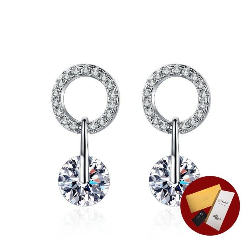 Product Introduction of (With Gra Certificate) Moissanite Diamond Earrings Noble Elegant Ear Studs 16