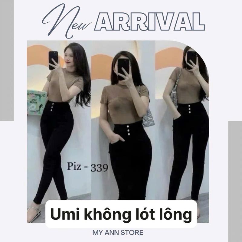 Umi Hàn Cạp Cao 3 Cúc Tôn Dáng Nâng Mông, Co Giãn 4 Chiều [BigSize 38-78kg] Nữ Women có thể giặt máy quần legging - Không Lót Lông