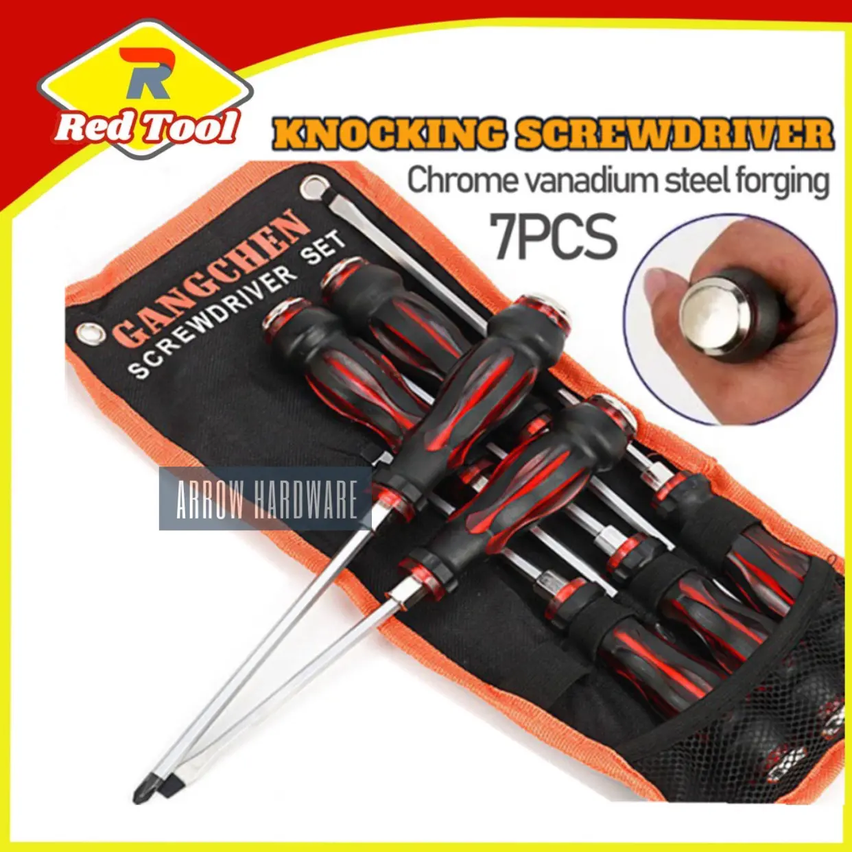 Screwdriver Set, Precision Magnetic Screwdriver, the Handle Can Be Knocked Through the Bottom 7PCS