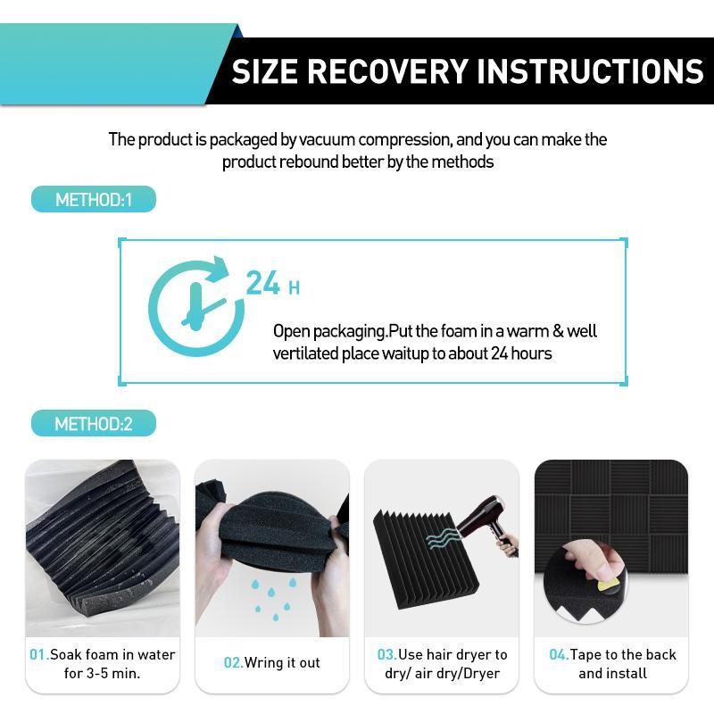 Soundproof Foam Board, Sound Absorbing Foam Board & 60pcs Double Sided Tape, Music Studio Recording Room Soundproofing Foam Filler 3