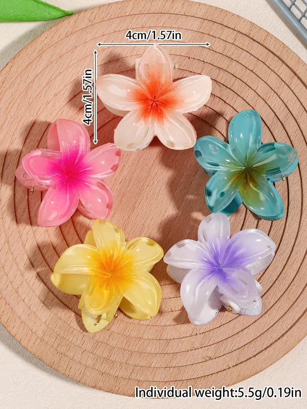 Cute Flower Design Hair Claws, Colorful Non-slip Hair Claws, Fashion Hair Accessories for Women & Girls, Minimalist Hair Claws Set Suitable for Thick Hair 1