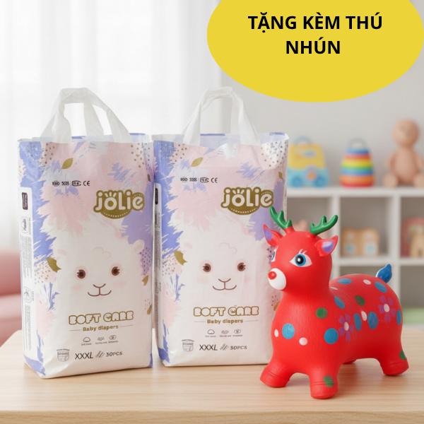   Combo 100 Miếng + Quà Thú Nhún  bỉm JOLIE đủ size từ sơ sinh tới 4xl thấm hút tốt từ 500 - 700ml 