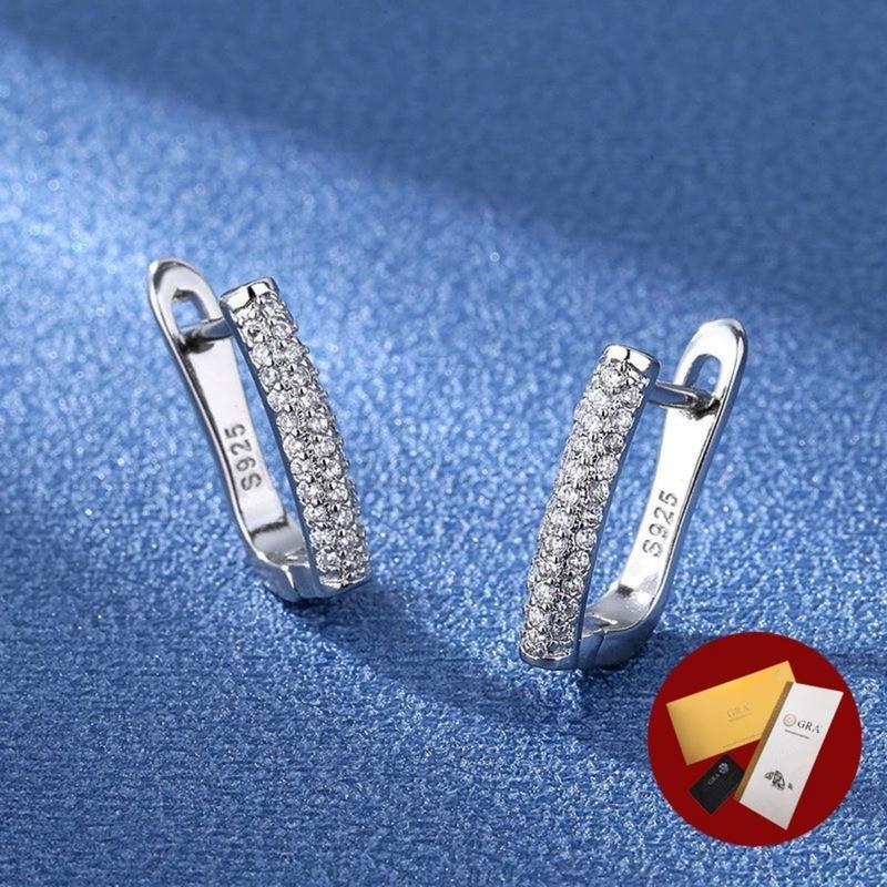 Product Introduction of (With Gra Certificate) Fashion Bar Earrings Simple Temperament White Diamond Earrings Women's Earrings 21